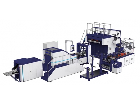 Máquina para fabricação de sacos de papel kraft com alças chatas