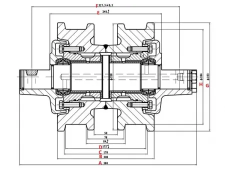 Rolete de esteira para bulldozer Caterpillar D5B