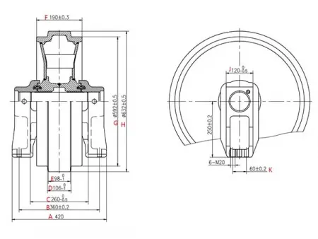 Roda guia para escavadora Komatsu PC300