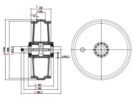 Roda guia para bulldozer Komatsu D475