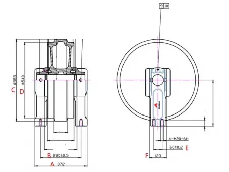 Roda guia para escavadeira Caterpillar E325