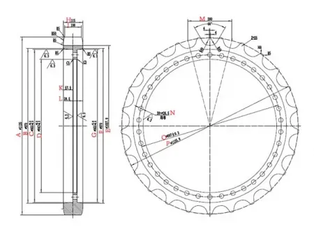 Roda motriz para escavadeira Komatsu PC1250