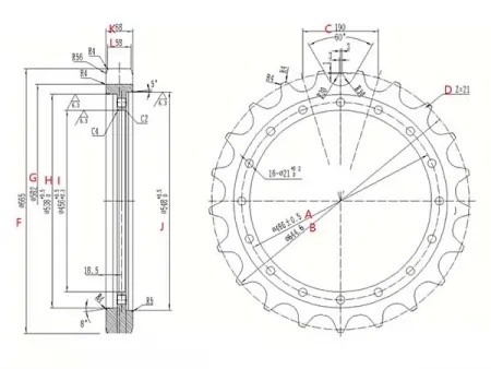 Roda motriz para escavadeira Caterpillar E320