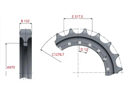 Roda motriz para escavadora Hitachi EX1900