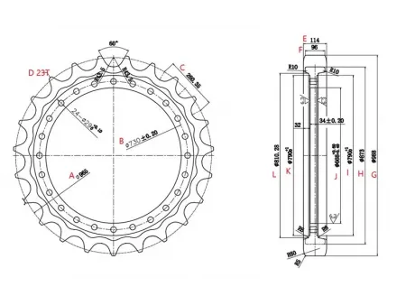 Roda motriz para escavadora Hitachi ZX870