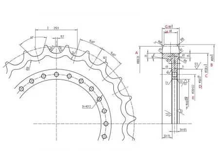 Roda motriz para escavadora Volvo EC480