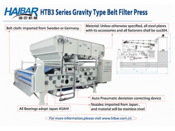 Filtro prensa de correia gravítico para espessamento-desaguamento – série HTB3