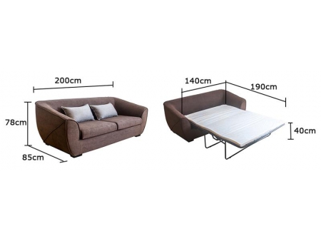 Sofá-cama de puxar de tecido