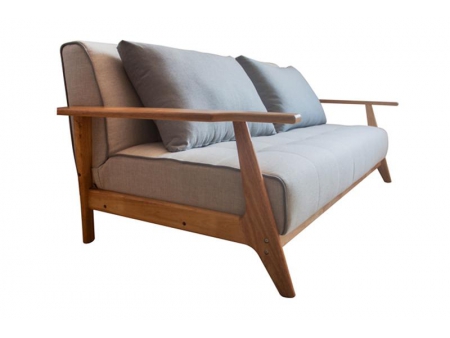 Sofá-cama com moldura de madeira