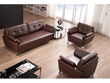 Sofá de couro marrom comercial
